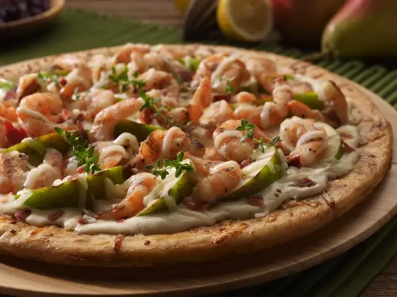 Delicious Shrimp Alfredo Pizza at Star 6 Pizza in Richmond, BC